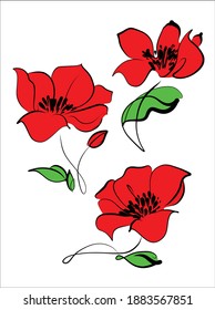 
Conjunto de vectores con un
elegantes dibujos originales de verano con dibujos a mano con hermosas adormidera son tulipán para el diseño floral logo son postales de vacaciones