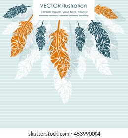 Vector Set of Stylized or Abstract Feathers and Feather Silhouettes
