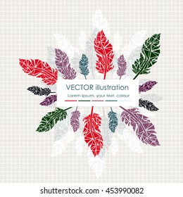 Vector Set of Stylized or Abstract Feathers and Feather Silhouettes