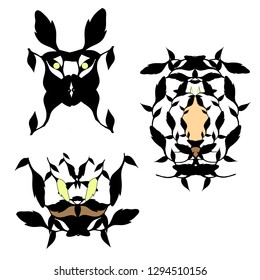 Vector set of stylized animals. Abstract animal pattern for tatoo, the corporate logo, children's posters, cards, websites, icon, corporate identity.Vector illustration.