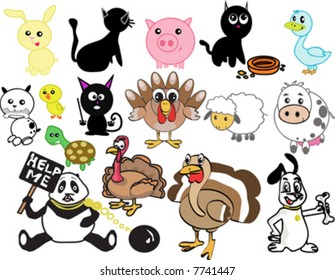 Vector set - stylized domestic animals