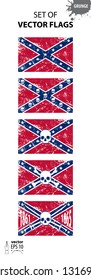 
Vector set of stylized flag options for confidential states. Flag of the War of the North and South in the United States of America