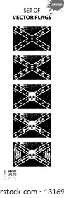 
Vector set of stylized flag options for confidential states. Contains black and white grunge style options. Flag of the War of the North and South in the United States of America