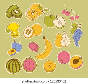 Vector set of stylized fruit