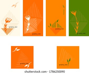 Vector Set of stylized garden elements background for Social Media Stories and posts. Text: growing ever. Editable  Trendy Colors  Illustration for banners, posters, cover design. 