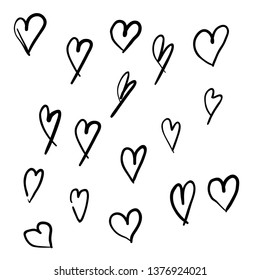Vector set with stylized hearts design love you
