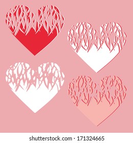 vector set of stylized hearts with floral pattern