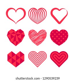Vector set with stylized hearts. Original symbols for your design.