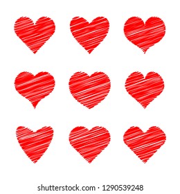 Vector set with stylized hearts. Original symbols for your design.