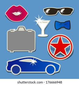Vector set of stylized images of male attributes