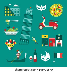 Vector set of stylized italy icons
