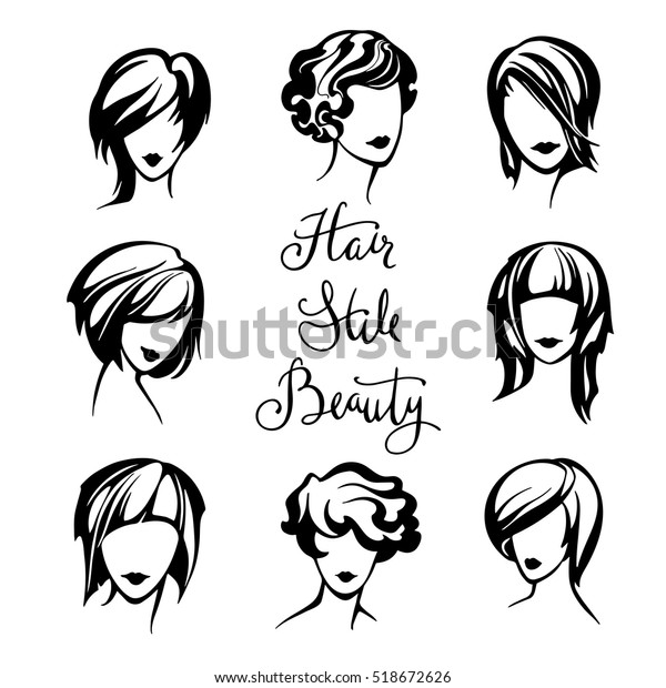 Vector Set Stylized Logo Womens Hairstyles Stock Vector Royalty