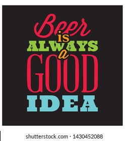 Vector set of stylized quotes on the topic of beer. Color text on a black background.