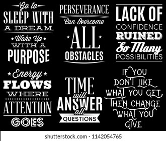 vector set of stylized retro-styled quotations on coaching theme.