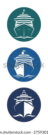 vector set stylized silhouette logo of cruise ship