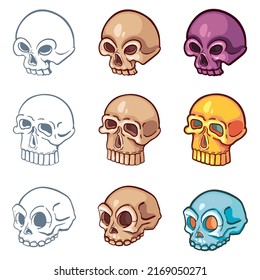 Vector Set Stylized Skull Icons Line Stock Vector (Royalty Free ...