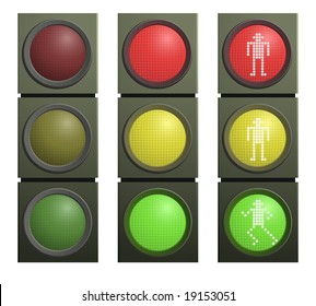 Vector set of stylized traffic lights