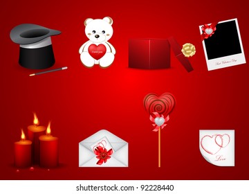 vector set of subjects dedicated to the Saint Valentine's Day