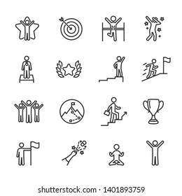 Vector set of success line icons.