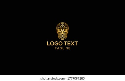 Vector set of Sugar Skulls for Mexican Day of the Dead, human skulls with an ethnic floral ornament, cartoon, smiling face.	