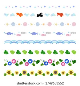 Vector set of summer decorative borders