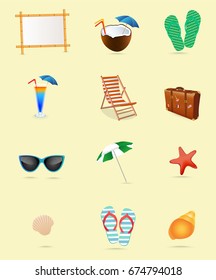 Vector set of summer elements for design