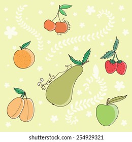 Vector set with summer fruits