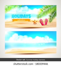 Vector set of summer holiday horizontal banners 