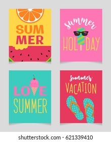 Vector set of summer holidays illustration for card design, 