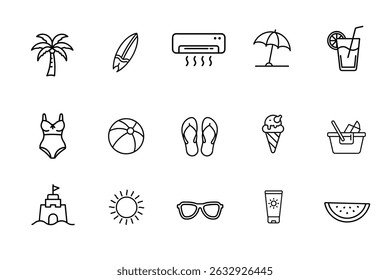 vector set of summer icons