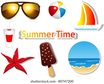 Vector set with summer icons