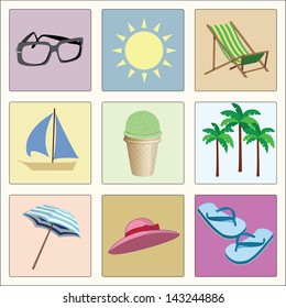 vector set of summer retro icons