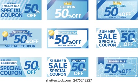 Vector set of summer sale coupon banners