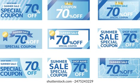 Vector set of summer sale coupon banners
