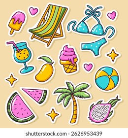 Conjunto vetorial de adesivos de verão
