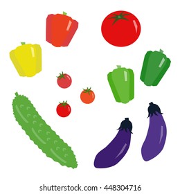 Vector set of summer vegetables