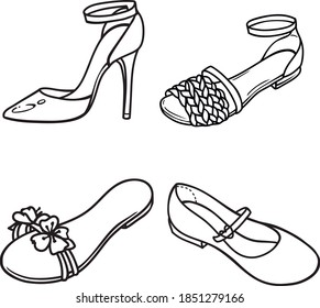 conjunto vectorial de zapatos de verano para mujeres
