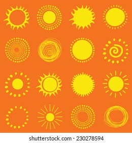 Vector set of sun icons