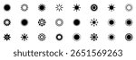 Vector set of sun icons. Different sun drawing collection. Summertime figure concept. Sun icons collection on white background