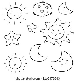 Vector Set Sun Moon Star Stock Vector (royalty Free) 1163378383 