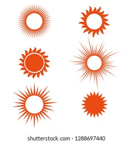 Vector set of sun silhouette. Six icon silhouette on white background