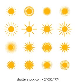 Vector set of sun symbol