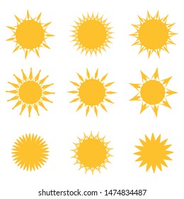 Vector set of sun symbols.