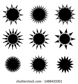 Vector set of sun symbols.	