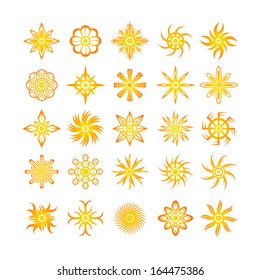 Vector set of sun symbols. 