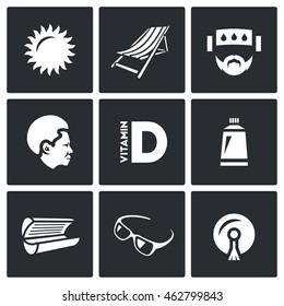 Vector Set of Sun Tanning Icons. 