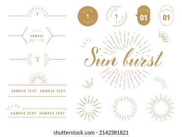 Vector set of sunbeam design decoration