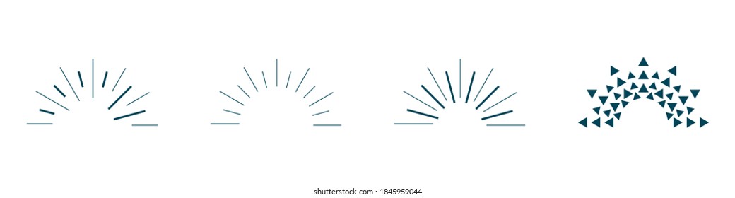 vector set of sunbeams icons from across the horizon of different sizes