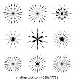 Vector Set of Sunbursts Symbols  Isolated on White Background. Arrow Round Icons