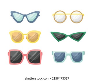 Conjunto vectorial de ilustraciones de gafas de sol. Accesorios de verano.